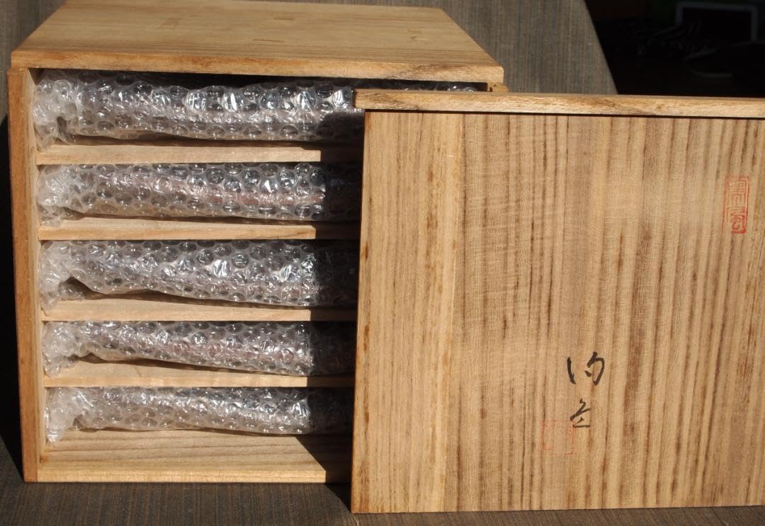 作森陶岳備前寒風角皿5枚組共箱 希少作☆