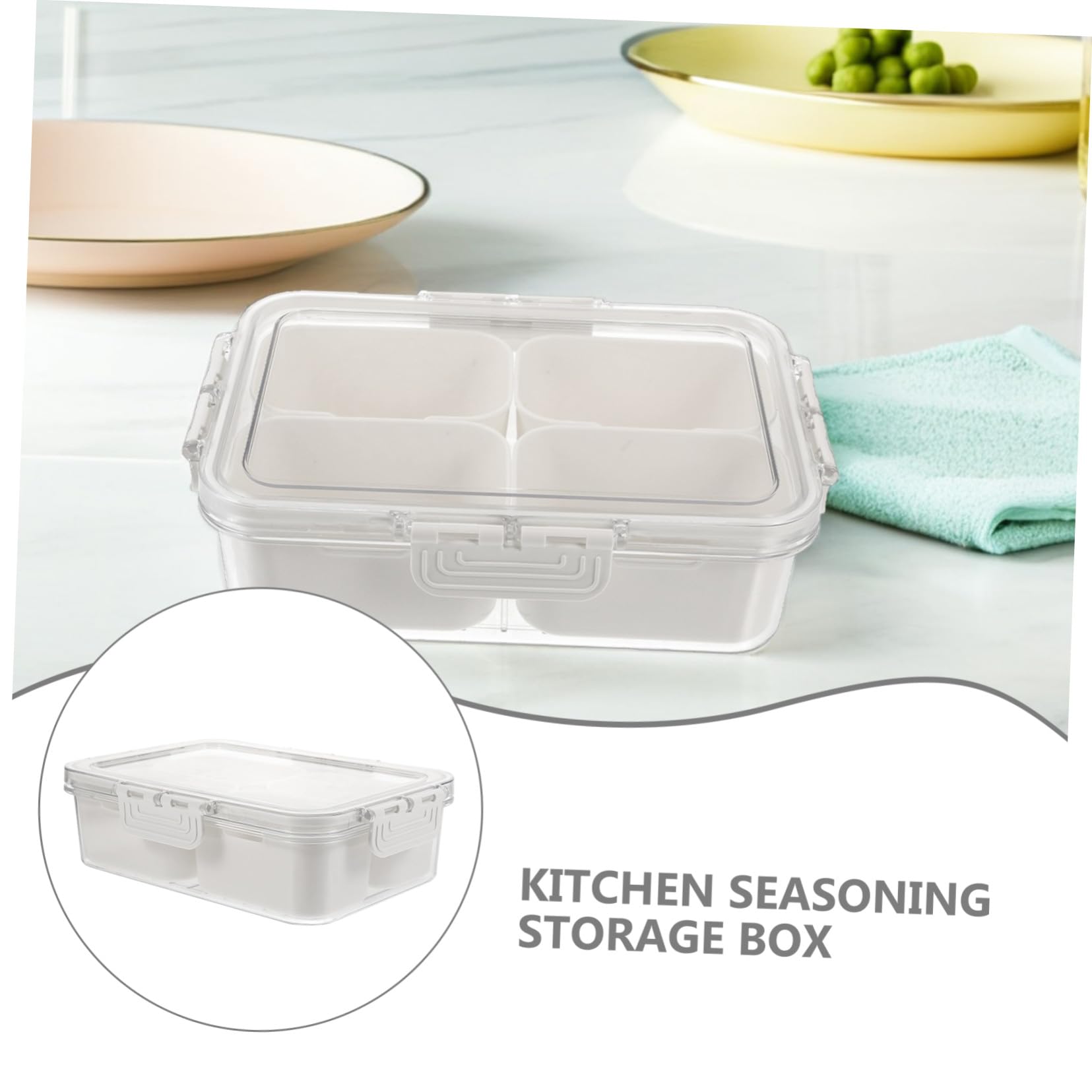 2 Stücke Snackbox mit Fächern und Deckel Transparente Tragbare Snackdose mit Griff Vielseitige Aufbewahrung für Gewürze Obst Nüsse Snacks als Frischebox und Kühlschrank Organizer