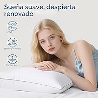 Vista 4 de Sasttie - Juego de 2 almohadas tamaño Queen, almohadas de cama para personas que duermen de lado, de espalda y sobre el estómago - Relleno