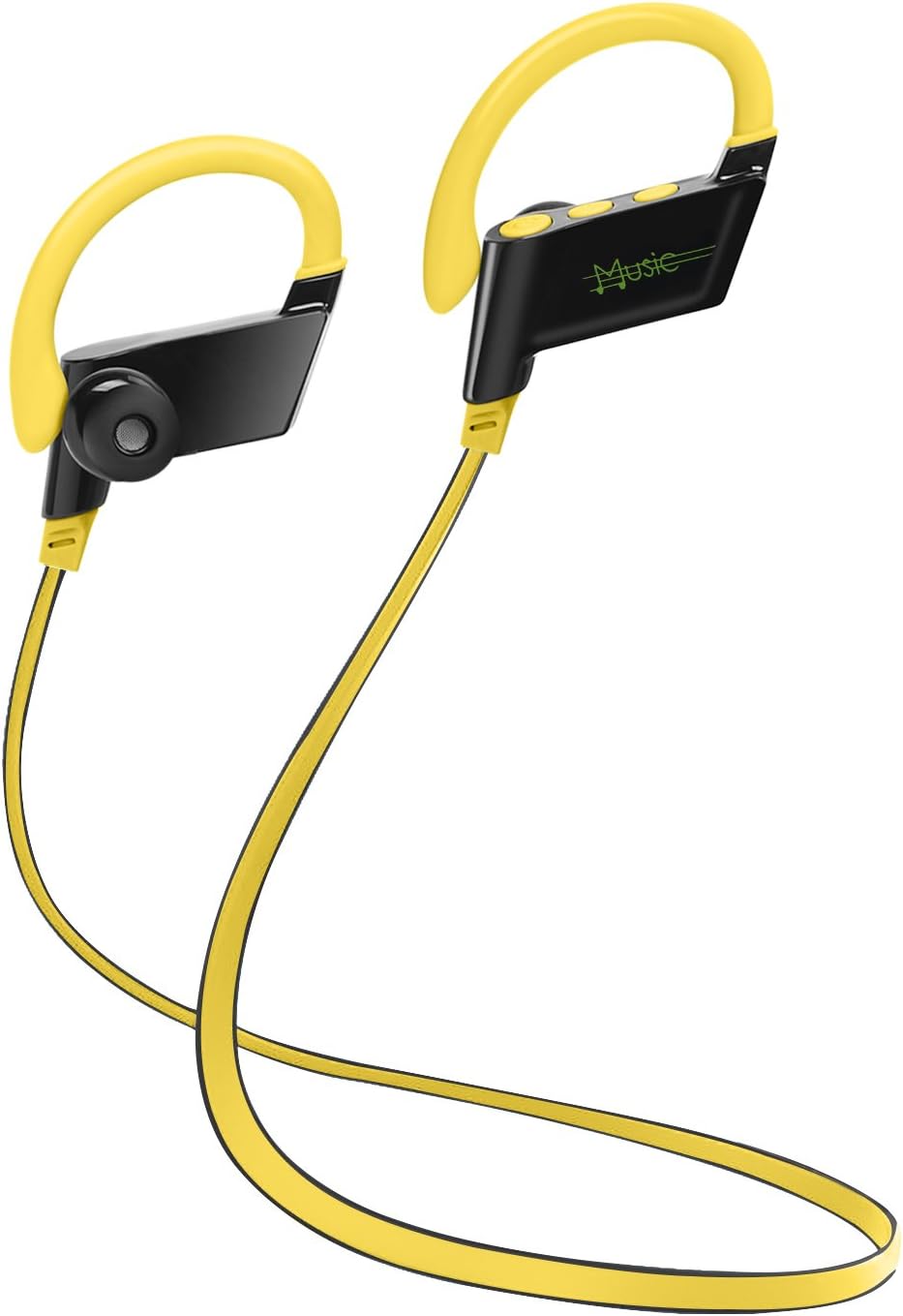 S808 Behind Neck Bluetooth Headphones, Rechargeable In-ear Earpiece Wireless Headset with Noise Cancelling for iPad iPod iPhone 5s 6 7 and Other Android Mobile or Apple Devices - Yellow ¡­