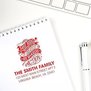 Motivational Typography Rubber Stamp with Ink, 1-5/8 Square Bold Inspira...