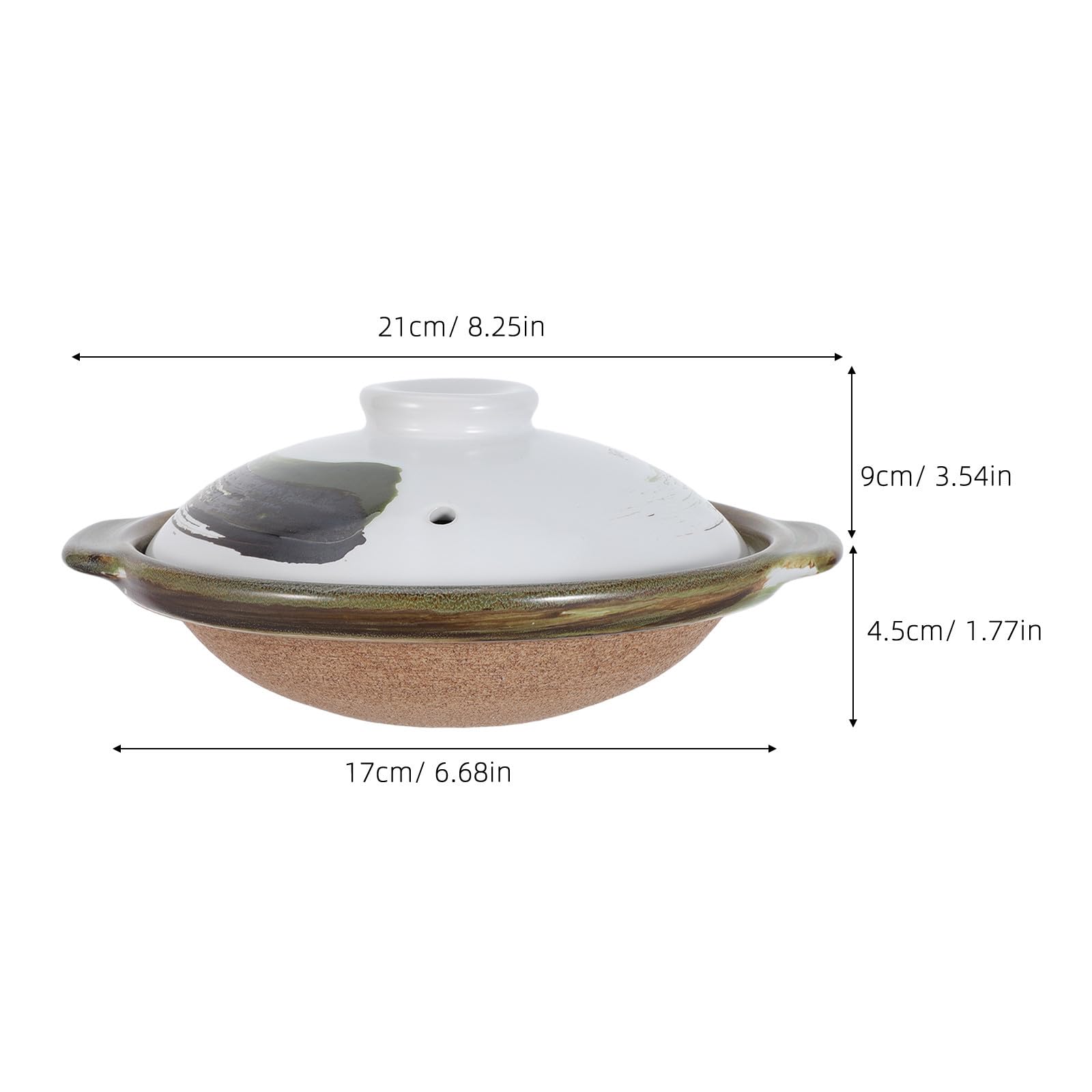 KICHOUSE Olla de Barro de 340ml para Cocinar Estofados y Arroz con Diseño Clásico, Compatible con Estufa y Fácil de Limpiar para Cocina Tradicional Asiática