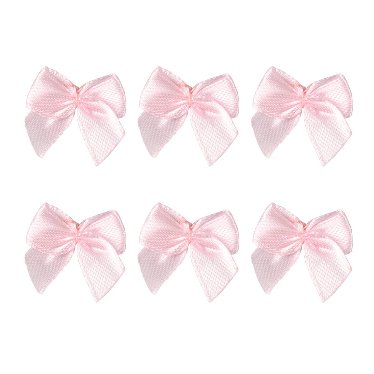 Healifty 100pcs Mini Satin Ribbon Bows Small Bow Grosgrain Bows for DIY Craft Gift Warpping Hair Clips Sewing Crafting Scrapbooking Pink
