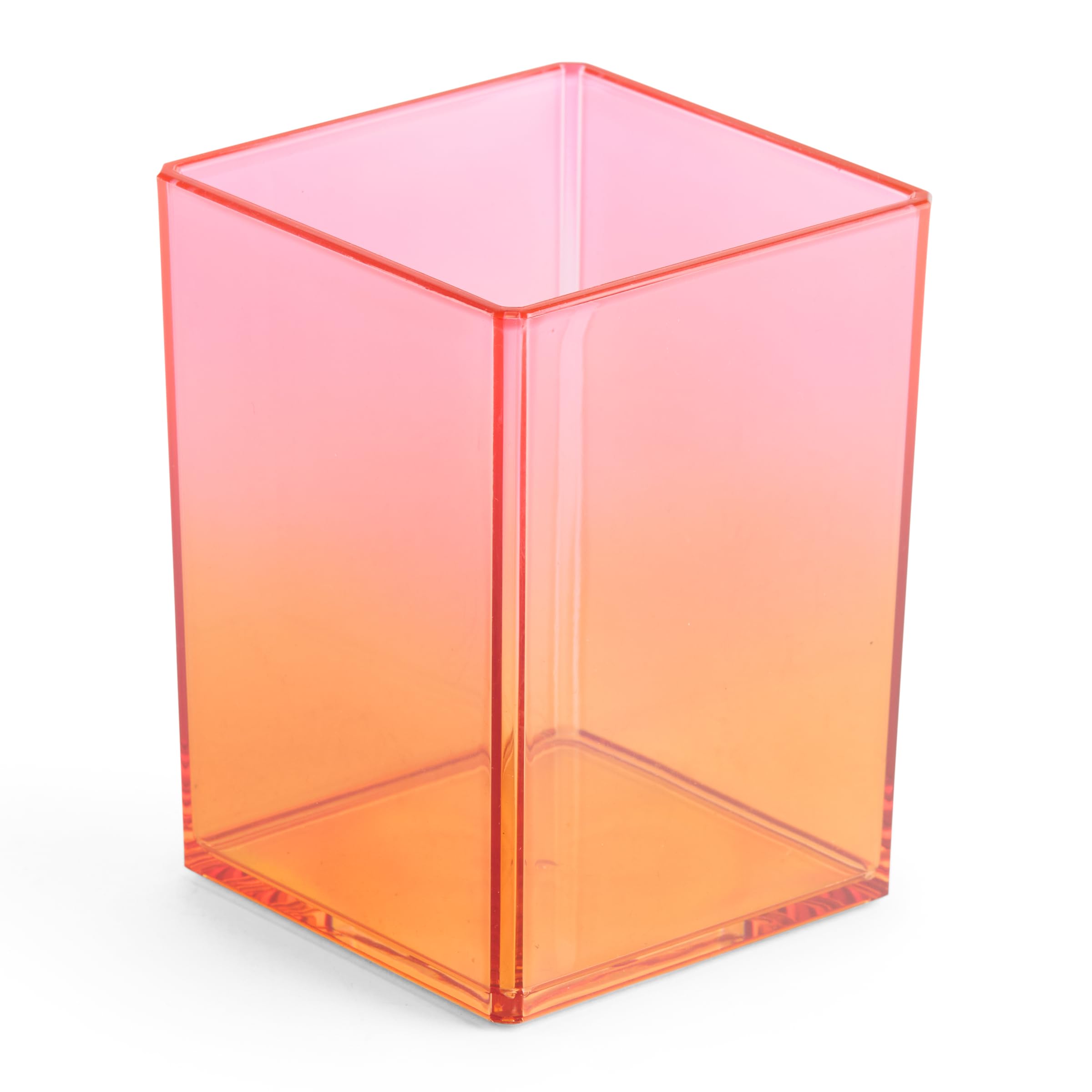 Miquelrius - Pen holder 75 x 101 x 75 mm, cup for office, desk or study, storage of supplies and organizer, Polystyrene, Gradient Orange/Red