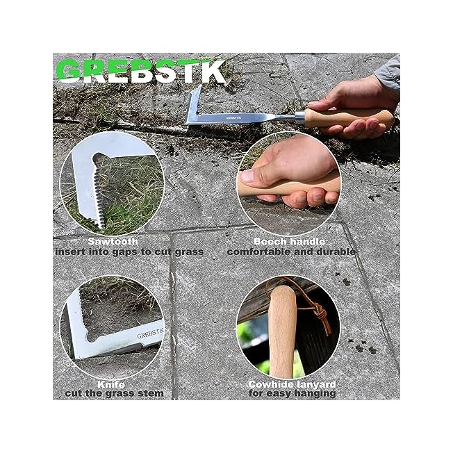 GREBSTK Crack Weeder Crevice Weeding Tool Stainless Steel Manual Weeder Beech Handle Gardening Tool