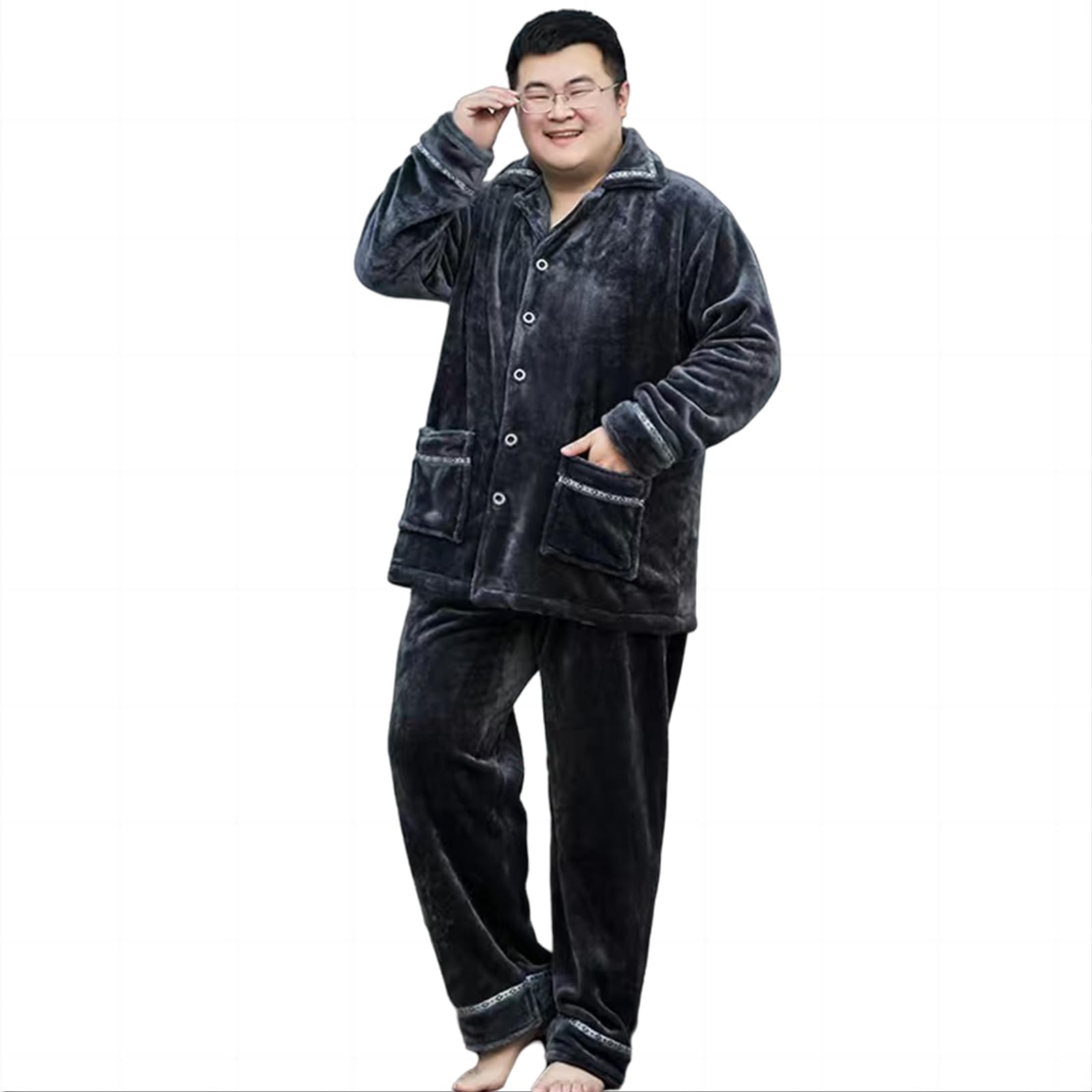 Męska zimowa piżama 6XL zimowa flanelowa bielizna nocna dla mężczyzn 2-częściowy zestaw piżam zestawy