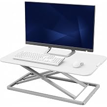 VIVO White 29 inch Single Top Standing Desk Converter, DESK-V000UW | Economy, Height Adjustable, Sit Stand Tabletop Monitor and Laptop Riser Workstation, Holds 22 lbs, No Assembly Required