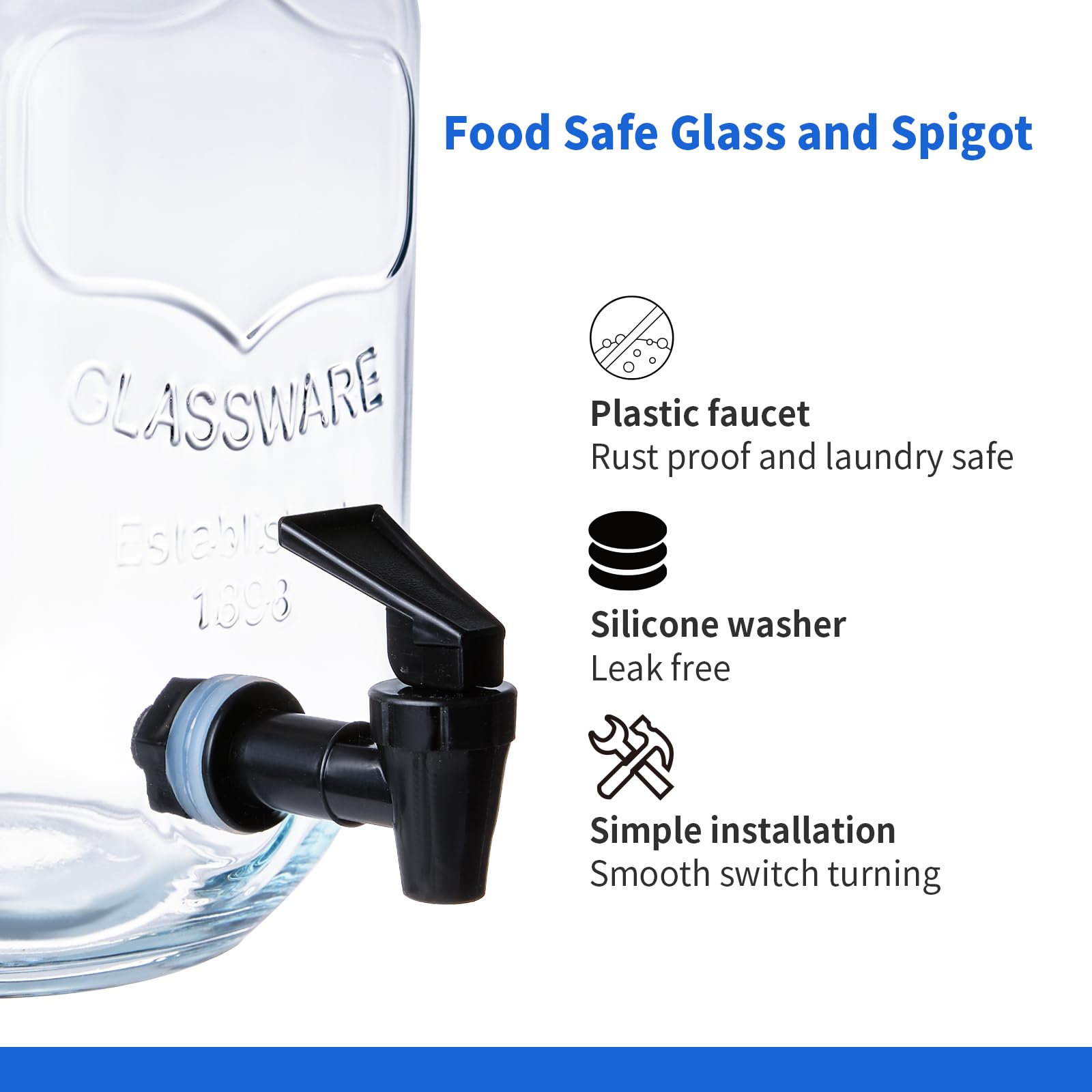 Dispensador de detergente líquido para ropa de 1 galón con soporte, dispensador de jabón de lavandería de vidrio, tarros de vidrio para organización y almacenamiento, detergente líquido, suavizante de