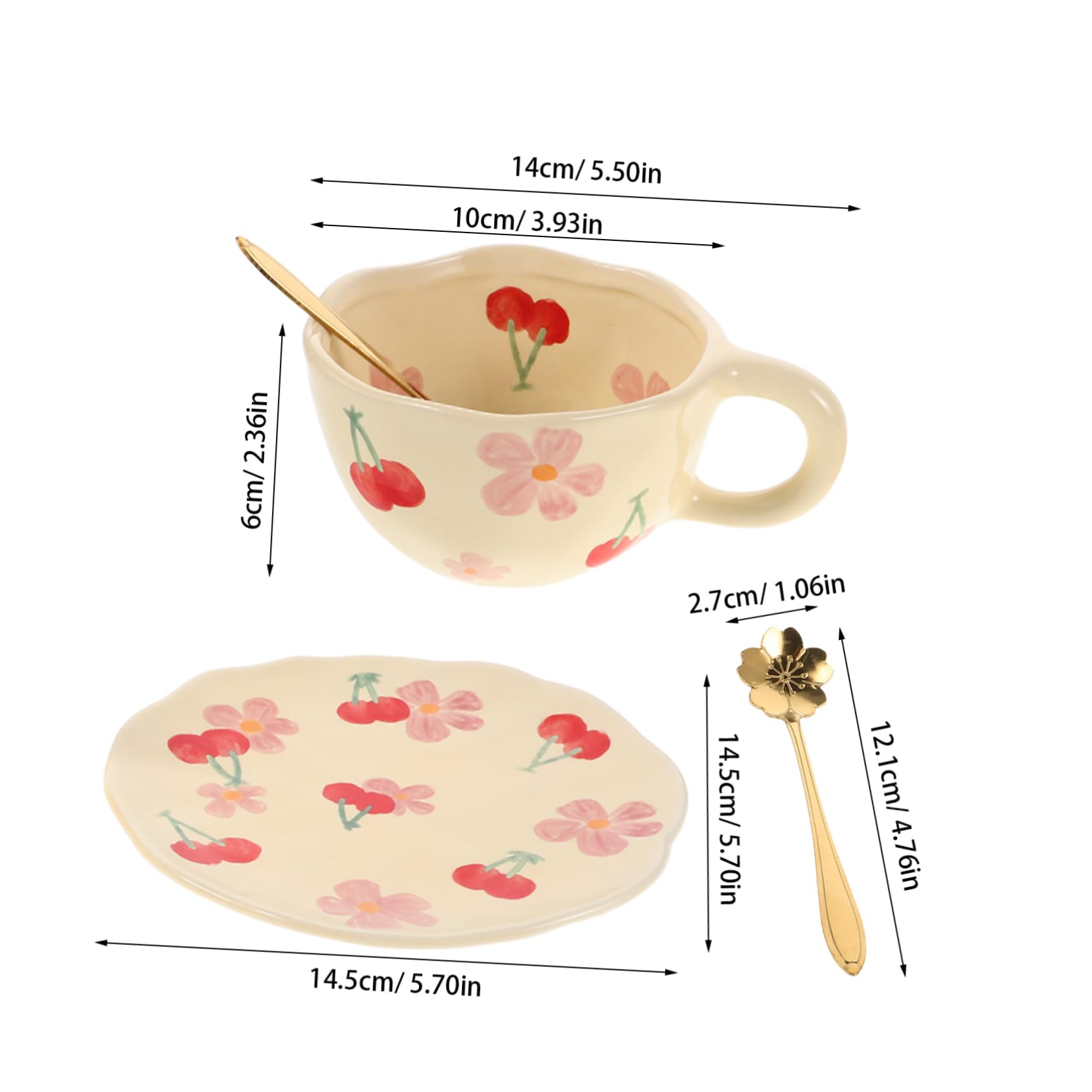 ABOOFAN Tasses à Café à Fleurs Tasses Et Soucoupes Céramique Ensemble De Créatives Déjeuner
