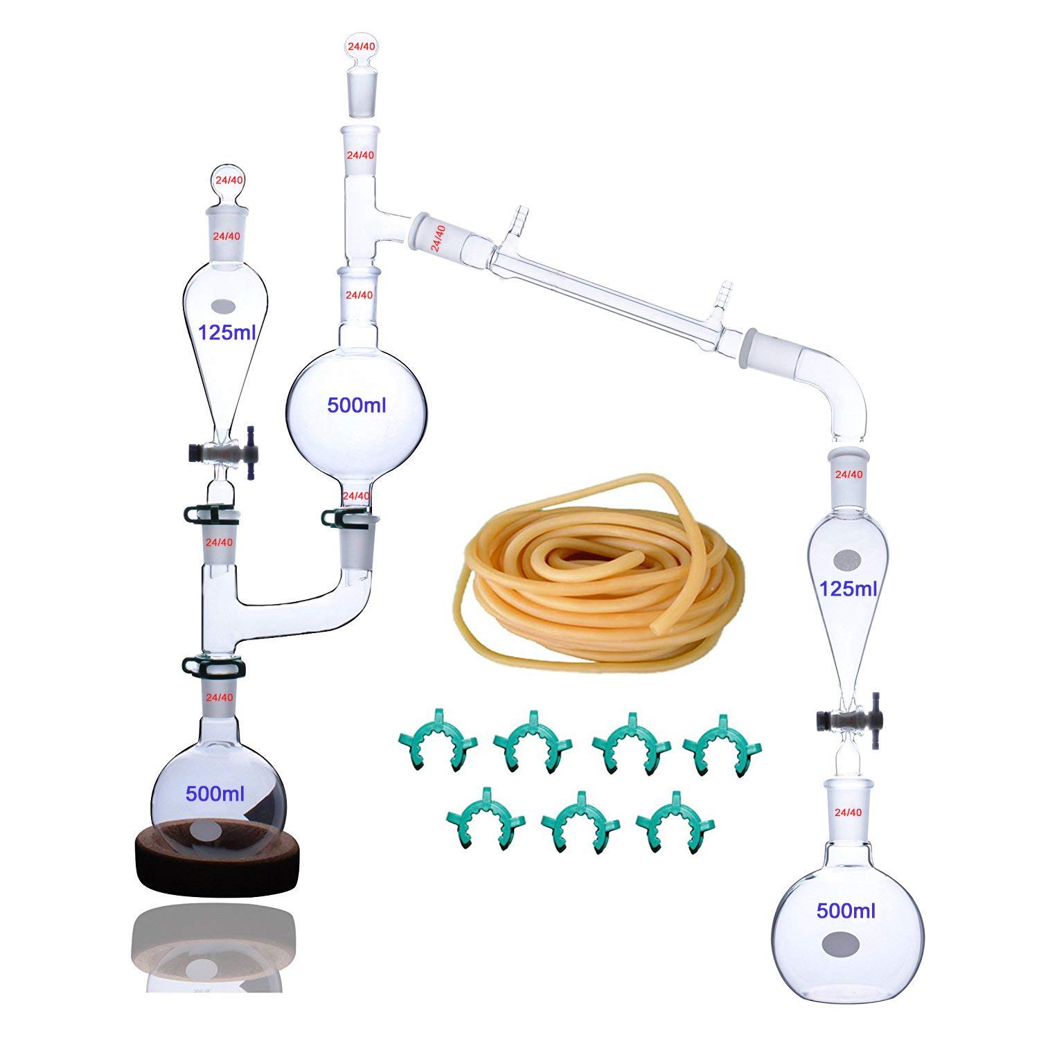 500ml Chemie Labor Glaswaren 24/40 Kit Ätherisches Öl Familie Destillation seinheit lab Glas Kit Wissenschaftliches Experiment Gerät 23pcs Set