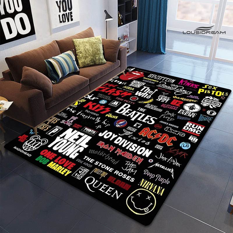 bailongmaKiss Print Flannel Carpet Play Room Living Room Bedroom Non-Slip Band Rug Photography Props Birthday Gift M912 140×200CM