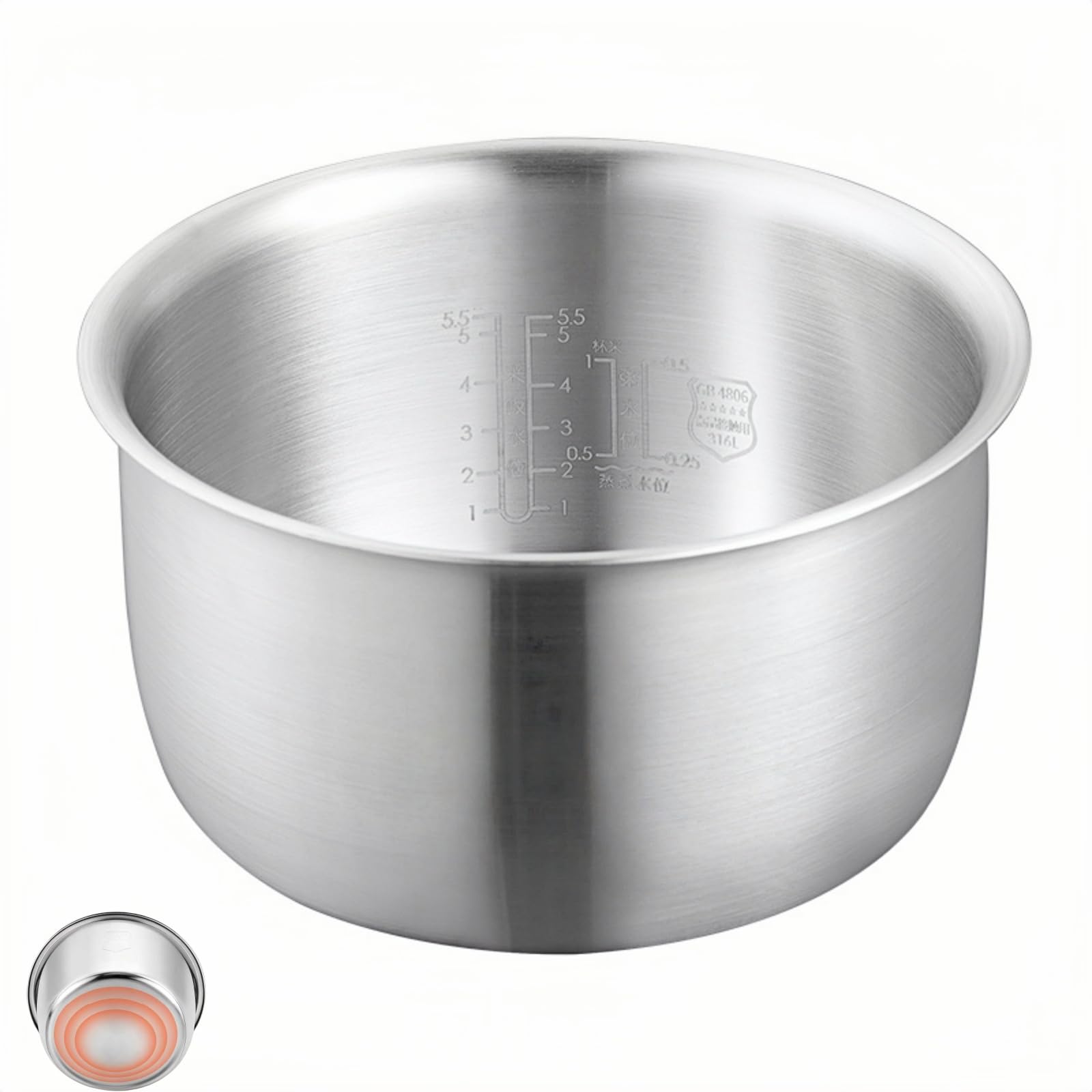 Pot intérieur en acier inoxydable 316 3L compatible avec cuiseur à riz Zojirushi NS-TSQ10, bol de rechange pour B362/B366, insert épais en une seule pièce avec chaleur uniforme et performance de