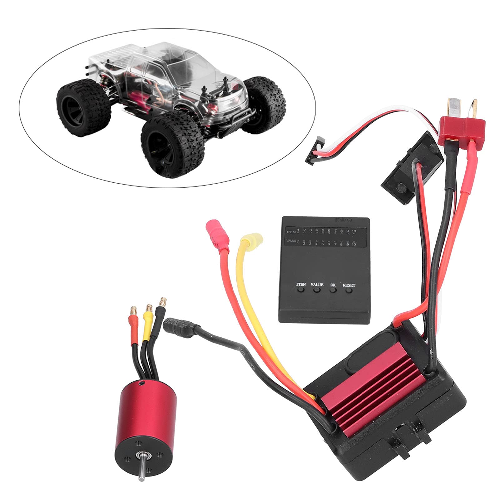 Bezosztelowy Zestaw Elektroniki RC, Silnik 2838 2700KV + 35A ESC + Karta Programowania do Samochodów 1/14