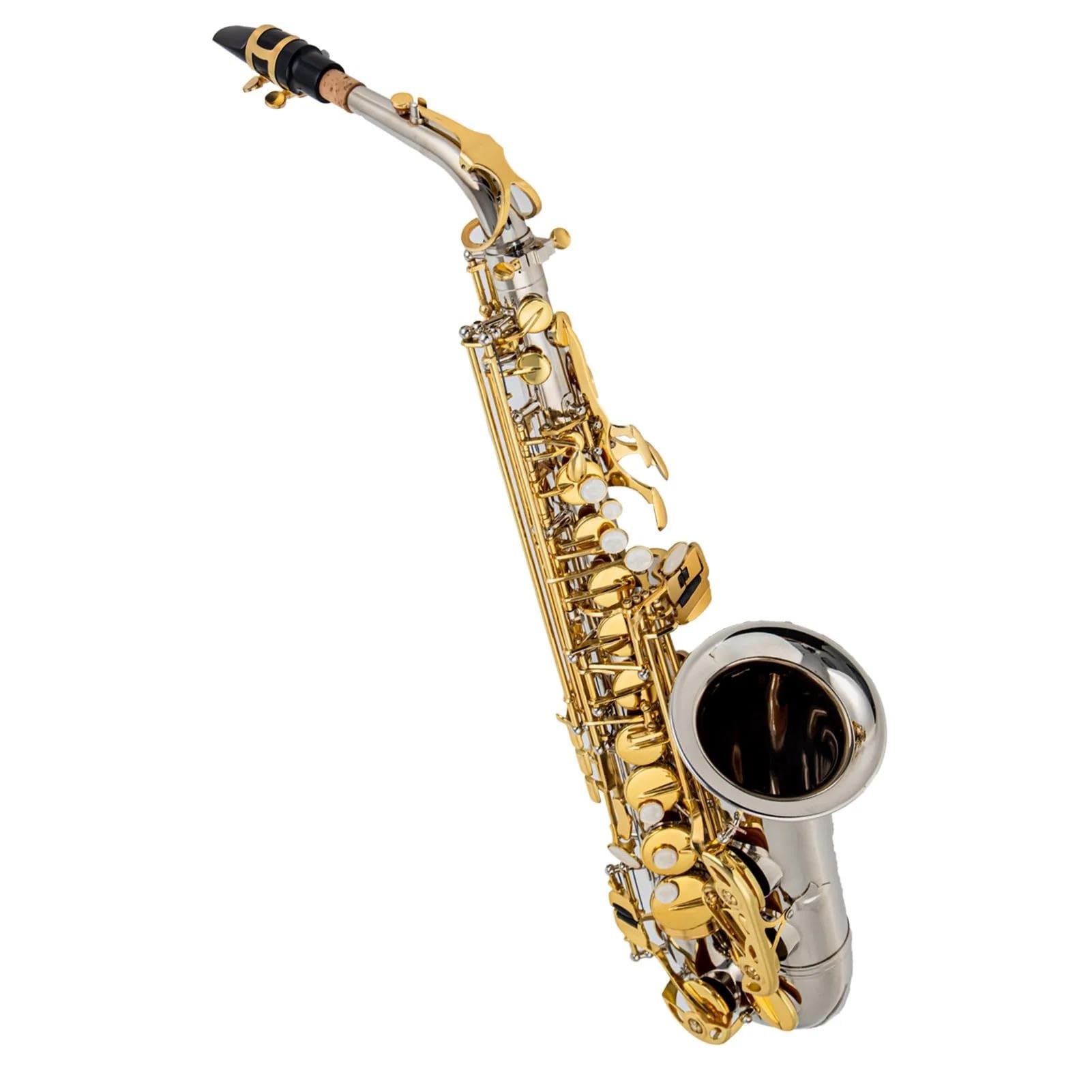 Studencki Profesjonalny Saksofon Eb Saksofon Altowy Mosiądz E Płaski Saksofon Drewniany Instrument Dęty Z Pudełkiem profesjonalny Saksofon (Color : Silver Gold)