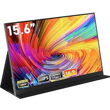 Armazém Brasil, Portable Monitor 15.6'' 1080P FHD USB-C Portable Laptop Monitors Smart Cover & Dual Speaker, HDMI Computer Display IPS HDR External Gaming Monitor for PC Phone Mac Xbox PS4 Switch