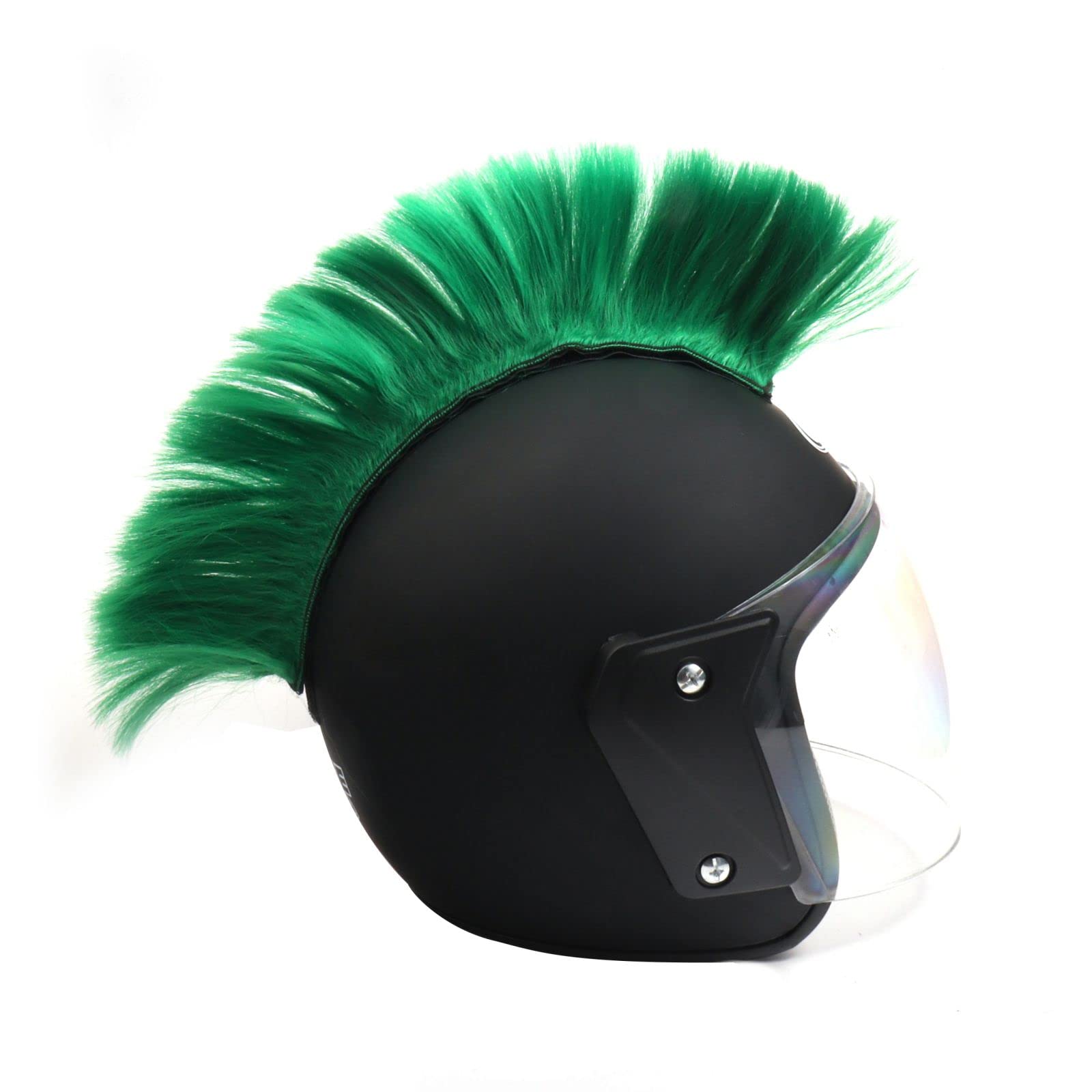 PAXLAMB Helmet Mohawk Wigs Skinhead Wig Hair Patches Hairpiece for Bicycle Motorcycle Cycling Scooters Polo Ski Snowboard Cosplay Costume (Grass Green)