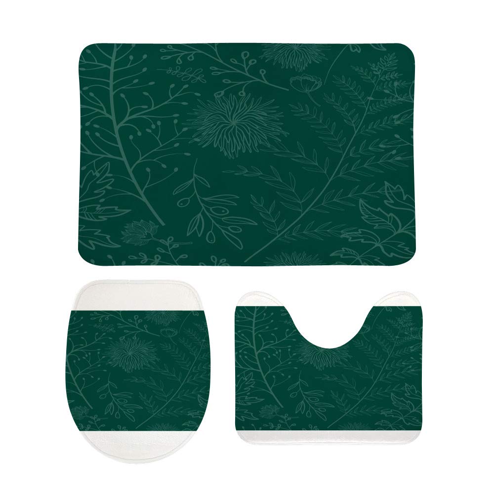Tapis de salle de bain lavable et antidérapant | Ensemble 3 pièces vert