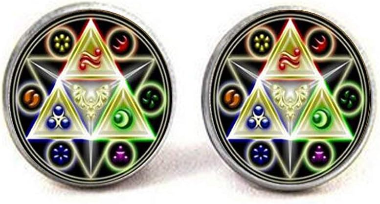 Legend of Zelda Triforce Glass Cabochon Earrings bijouteriegift Jewelry