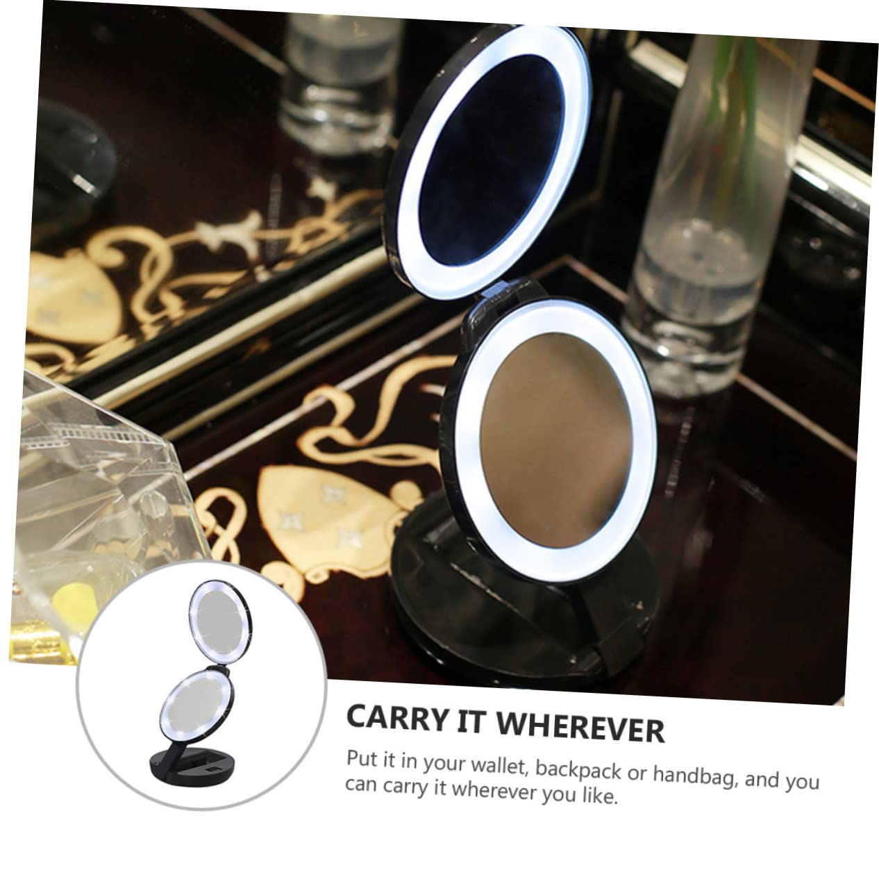 minkissy Espejo De Maquillaje Plegable Portátil y Compacto para Viajes Espejo De Bolsillo De Maquillaje De Aumento para Mujeres