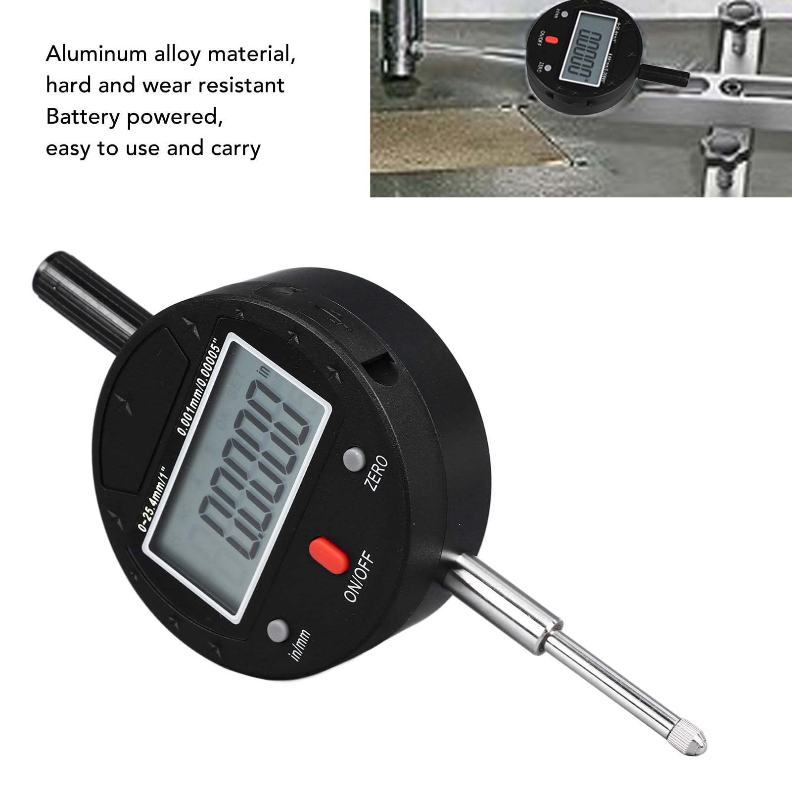Dial digital Indir 3V 0 rango de 25,4 mm, dial electrónico Indir con resolución de 0,001 mm, sonda IP54 Indir para