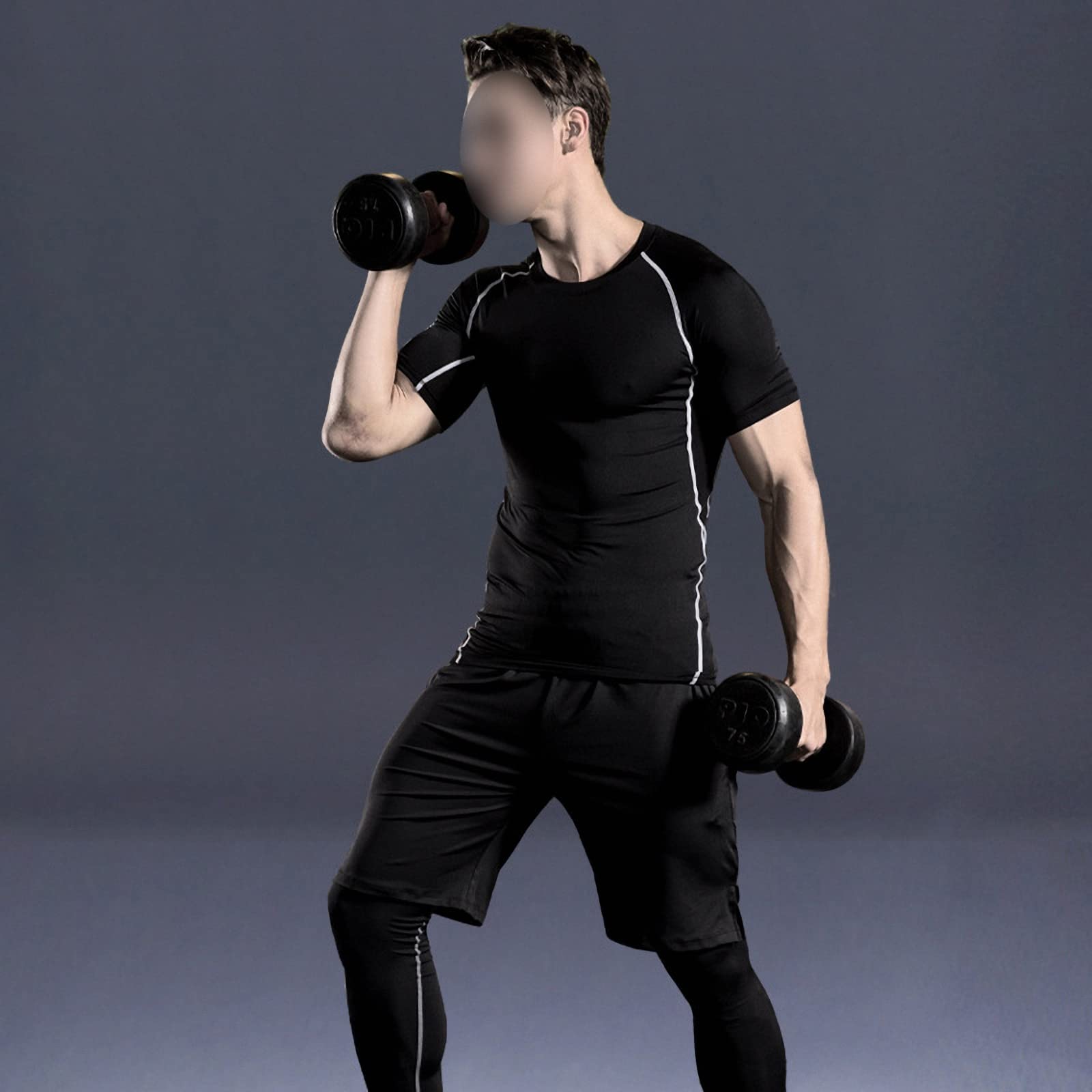 5-częściowy męski zestaw odzieży fitness, oddychająca bluza z kapturem na siłownię, legginsy kompresyjne na zewnątrz