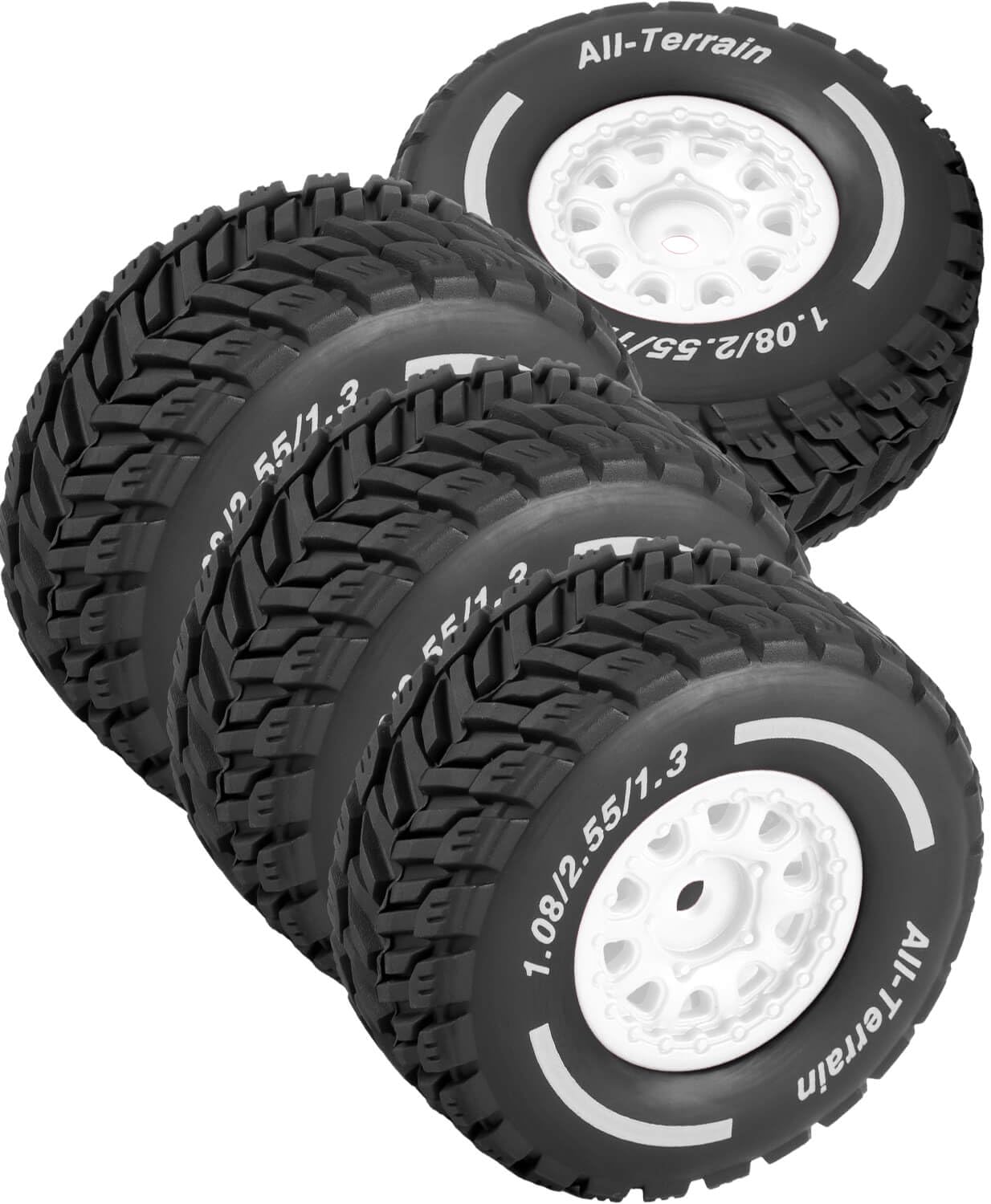 BRCatWPark RC Wheel Tires for 1/14 Mojave Grom,RC Drift Off Road Buggy Rally Truck Wheels and Tires,4PCS Wheels Rims and Rubber Tires Soft Tires,White