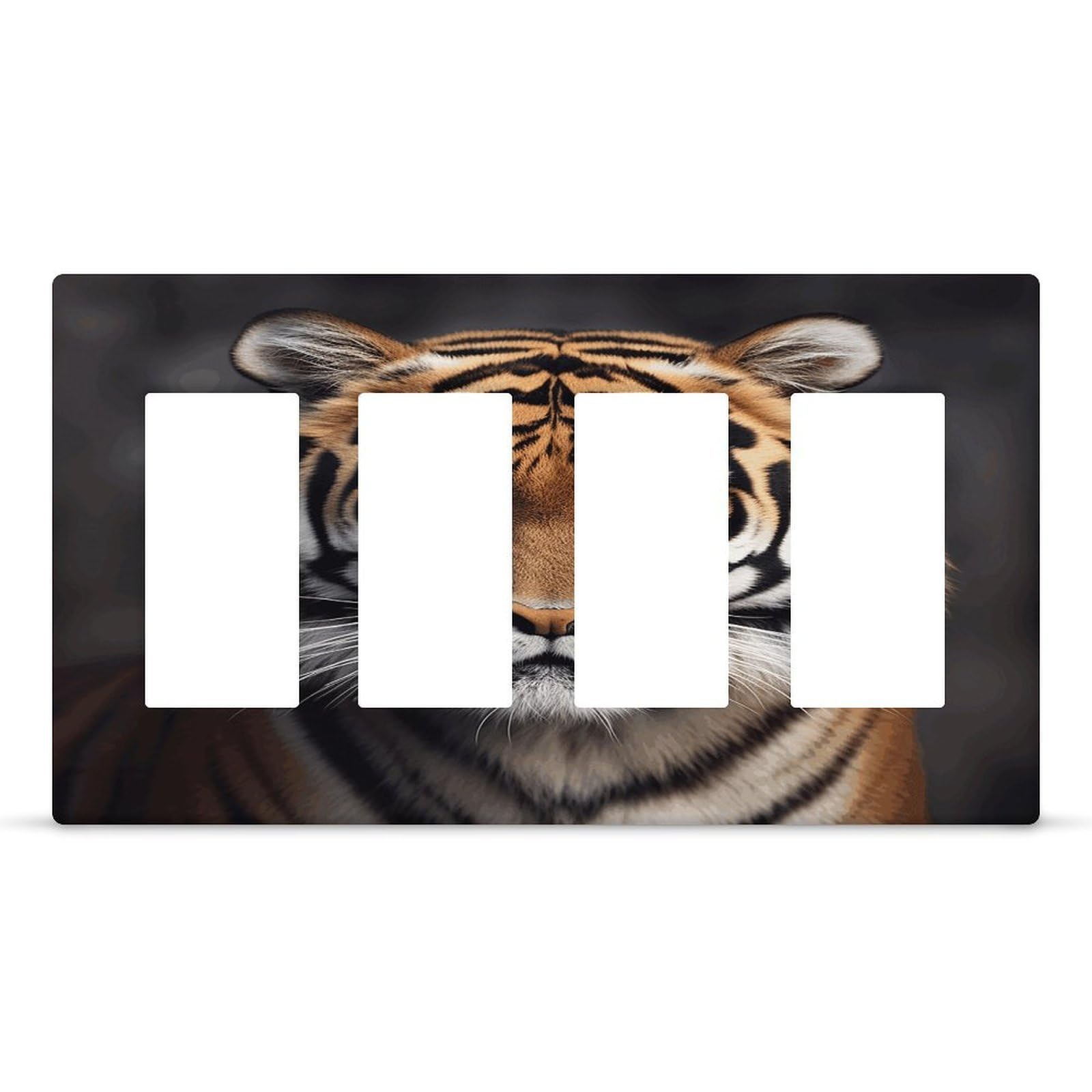Tiger Outlet Cover Fashion Hidden Screw Light Switch Cover Exquisite Decorative Wall Plate Polycarbonate Thermoplastic 4-Gang Faceplate Covers