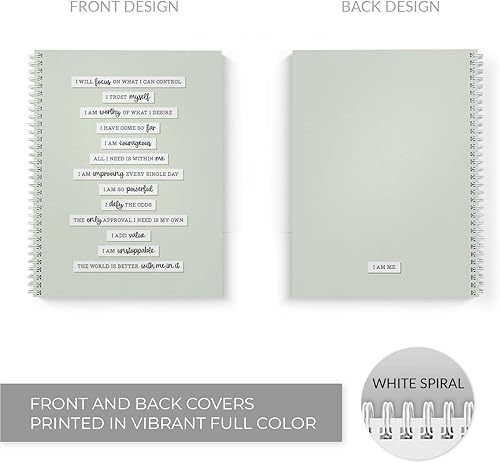 Miniatura 3 de Positive Self Talk - Cuaderno de espiral de 8.5 x 11 pulgadas, 120 páginas de seguimiento de bienestar, tapa blanda laminada brillante duradera,