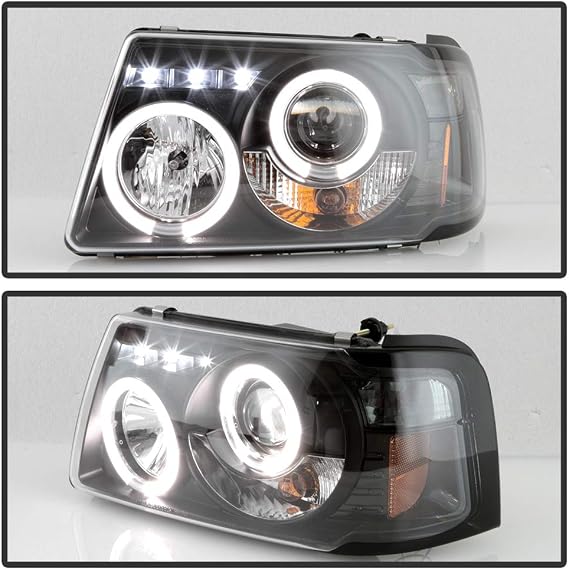 ACANII - For 2001-2011 Ford Ranger LED Halo Black Housing Projector Headlights w/Corner Headlamps, Driver & Passenger