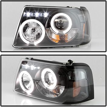 ACANII - For 2001-2011 Ford Ranger LED Halo Black Housing Projector Headlights w/Corner Headlamps, Driver & Passenger