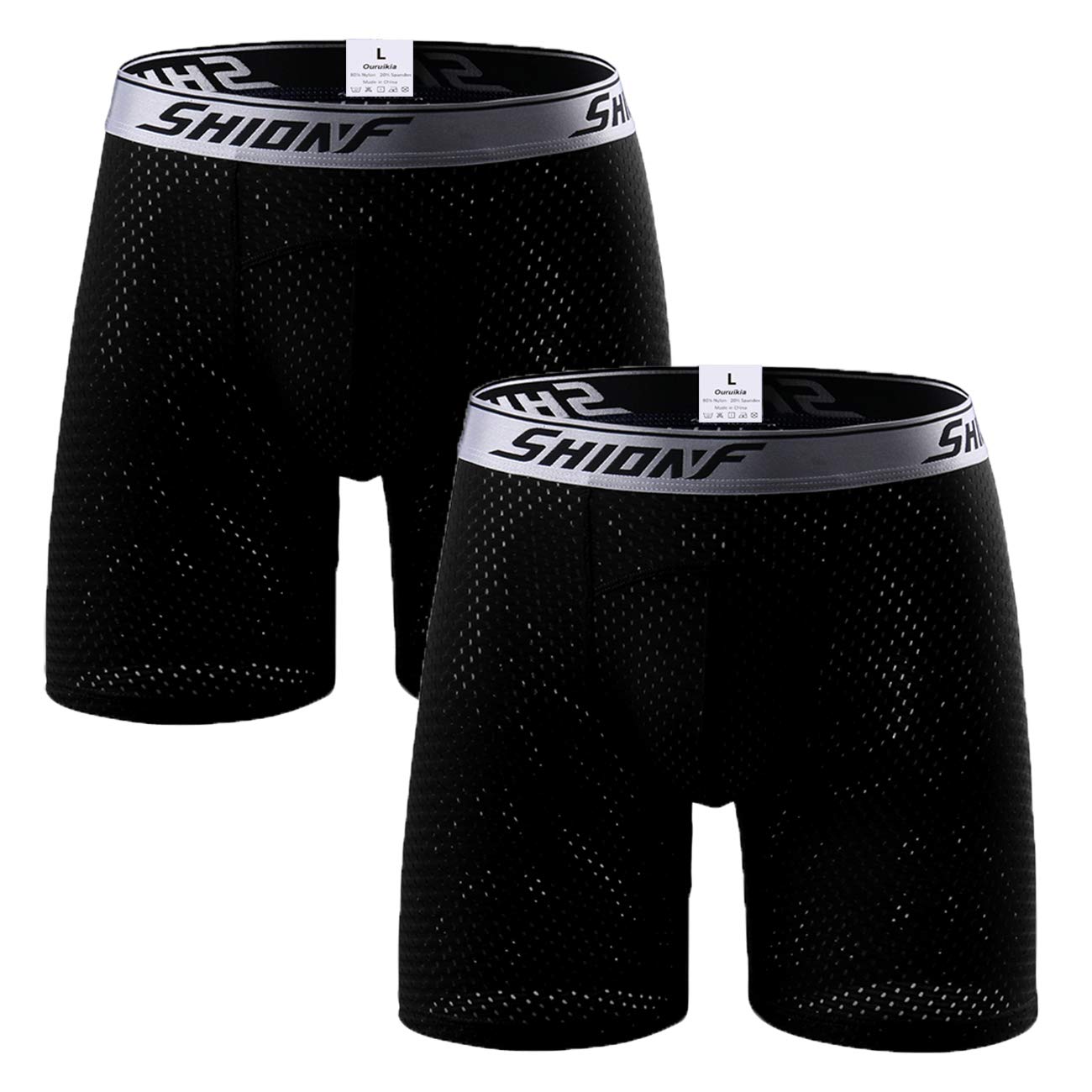 Ouruikia Men's Black(2 Pack) Underwear Sports Boxer Briefs Quick Dry Athletic Performance Boxer Briefs Workouts Underwear