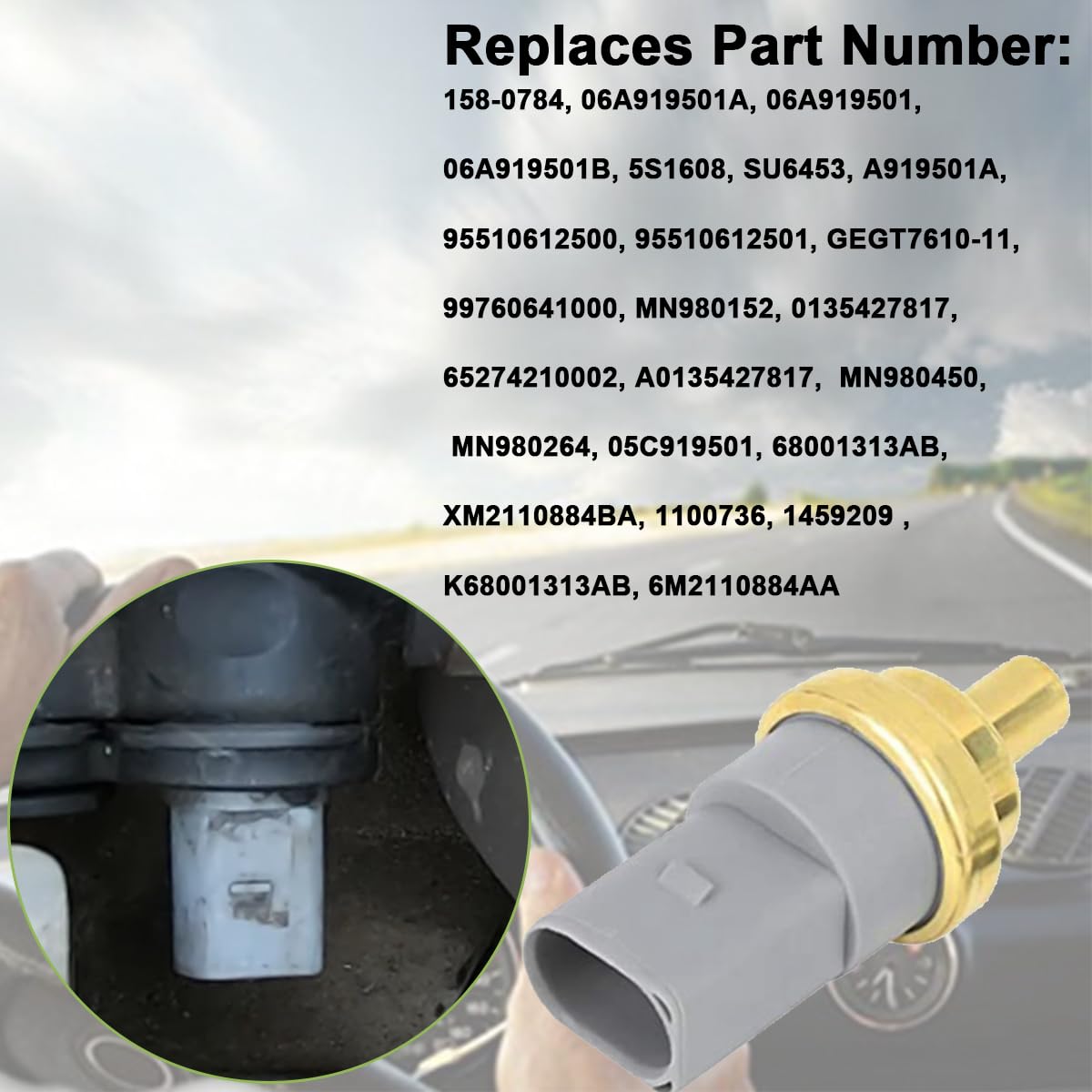 ZAMDOE 06A919501A 2-pinowy czujnik temperatury płynu chłodzącego wodę dla Skoda do siedzenia dla Audi A3 A4 A5 A6 A8 Q3 Q5 Q7 TT do VW do Golfa do Passata A919501 158-0784