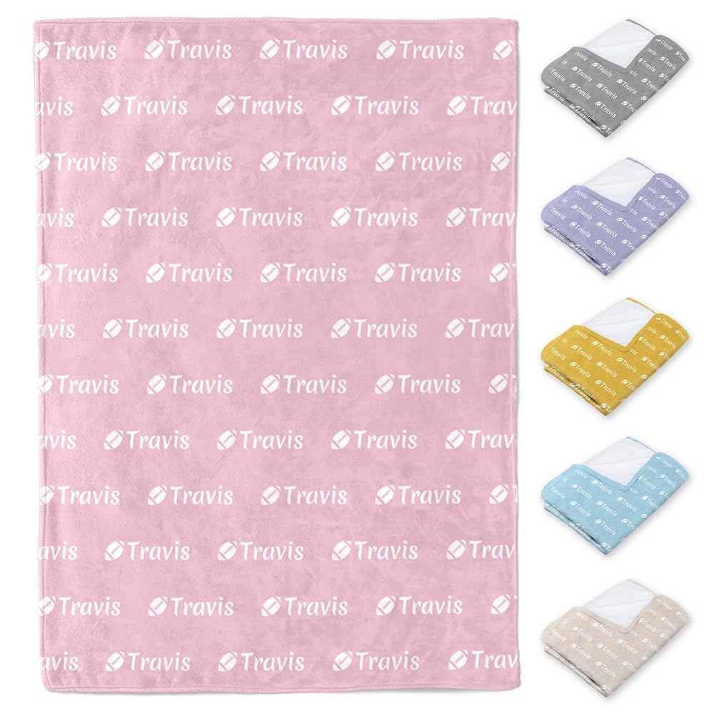 URIJK Custom Name Blanket with Unique Tennis and Football Design - Perfect Personalized Gift for Sports Fans, Kids, and Adults, Ideal for Birthdays, Holidays, and Special Occasions
