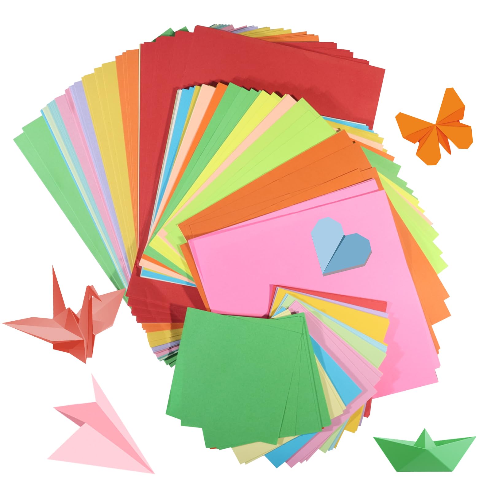 300 Hojas de Papel Origami - Cartulinas Colores 20 Colores, Folios Colores A4 (21 X 29,7) & 20 X 20 & 12 X 12 cm 3 Tamaños Set de Papel para Manualidades, Origami DIY para Hacer por Ti Mismo Regalos
