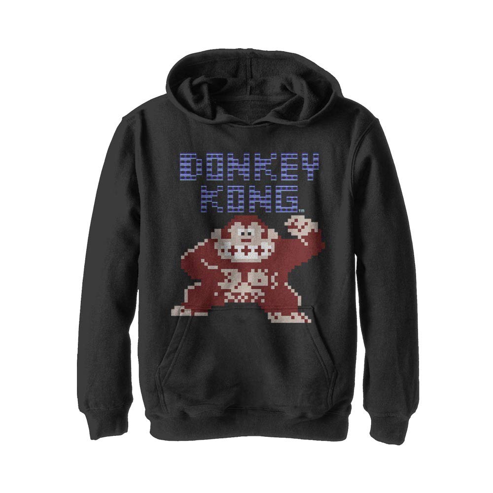 Nintendo Boys' Hooded Pullover Fleece - - S Black