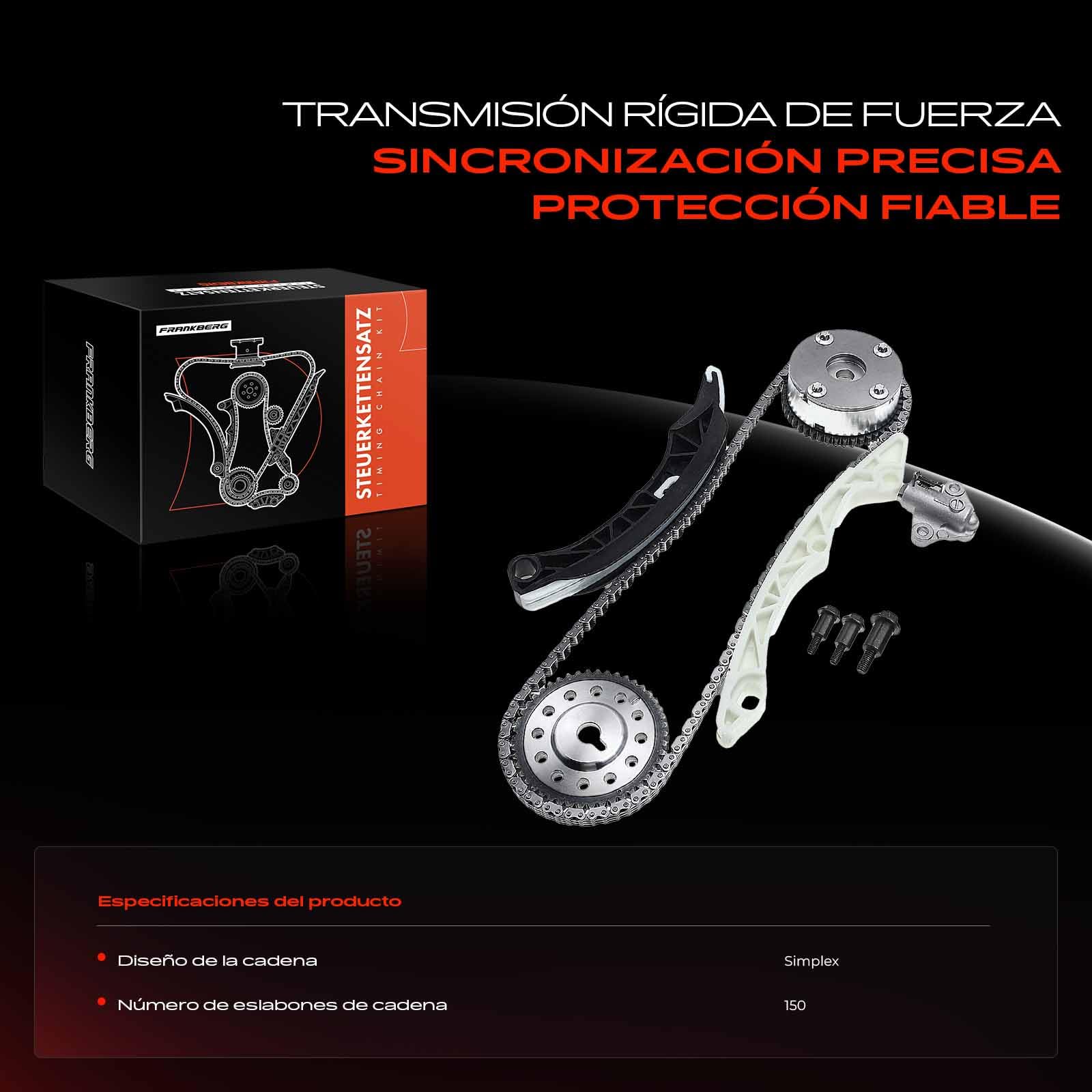 Frankberg Kit de cadena de distribución ajustador del árbol de levas | A1320510028; Compatible con: Fortwo Cabrio 451, Fortwo Coupé 451