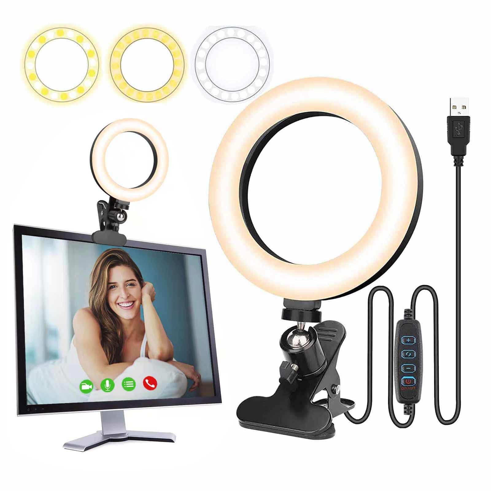 Whellen Video Conference Lighting Kit with Tripod Stand, Selfie Ring Light for Monitor Clip On Laptop, 6.3'' LED Video Light for Distance Learning, Zoom Meeting Lighting, Computer Video Conferencing