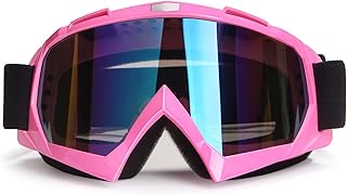 Pink Dirt Bike Goggles with OTG Design,UV Protection Anti-Fog Motorcycle Goggles, Windproof Dustproof Powersport Eyewear f...
