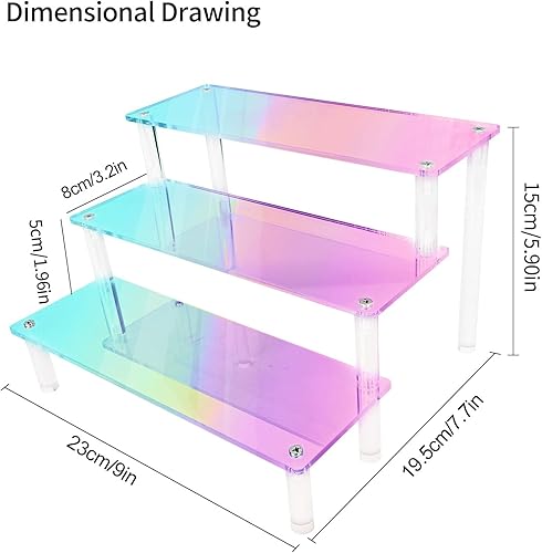 Miniatura 7 de RICIPUSO Soporte de exhibición acrílico elevadores de exhibición transparentes de 3 niveles para figuras Funko POP soporte para cupcakes de 9