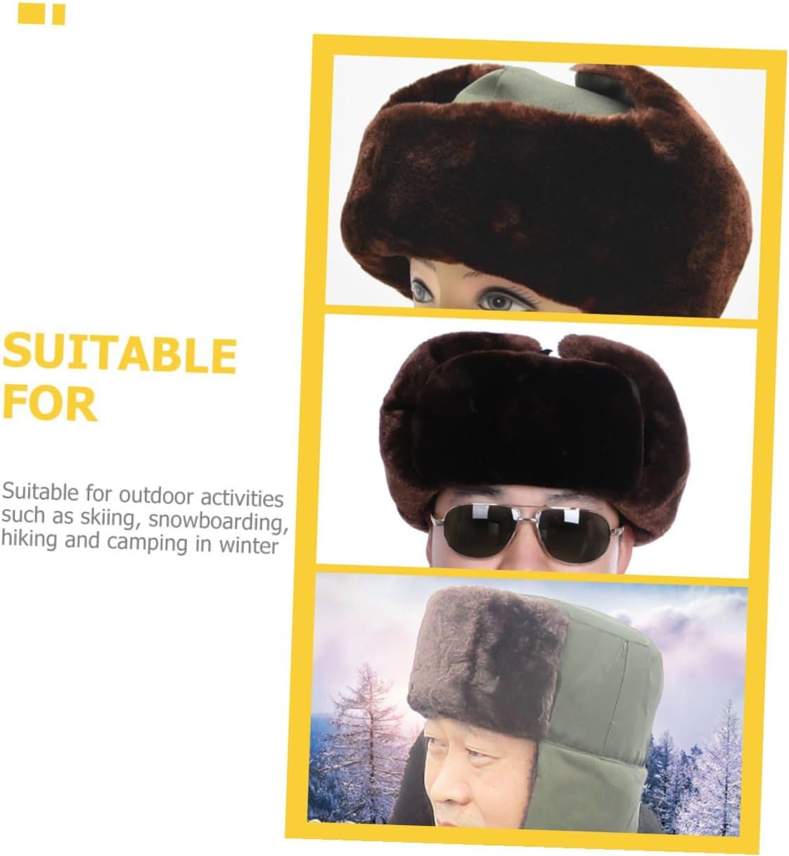 Winter Hunting Camouflage Hat with Ear Flaps, Windproof Cotton Cloth Headgear, Thickened Warm Trapper Hat for Outdoor Winter Hiking and Cold Weather
