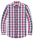 Double Pump Mens Button Down Long Sleeve Shirts Regular Fit Dress Shirts Business Casual Plaid Shirts-(18TC02-L)