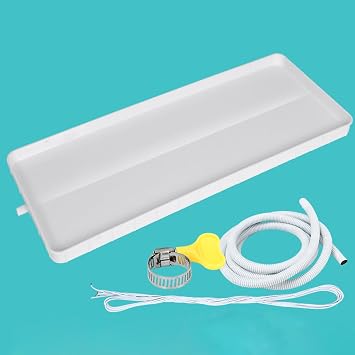 Generic AC Drip Pan with Drain, Universal Window Air Conditioner Drain Kit Condensate Water Collector Drip Tray, HVAC Secondary Drain Pan, PP Material, CQEJNUCQJ-1-2P-WITH4MHOSE