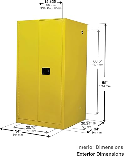 Miniatura 2 de Justrite Sure-Grip EX - Armario de almacenamiento de líquidos inflamables, gabinete de fuego de acero reforzado de 60 galones para almacenamiento de