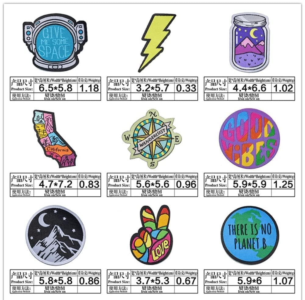 Lron on Patches,15Pcs, Solar System Appliques, Stickers Embroidered Space Planets Patches Applique Kit for Clothing, Jackets, Backpacks, Jeans