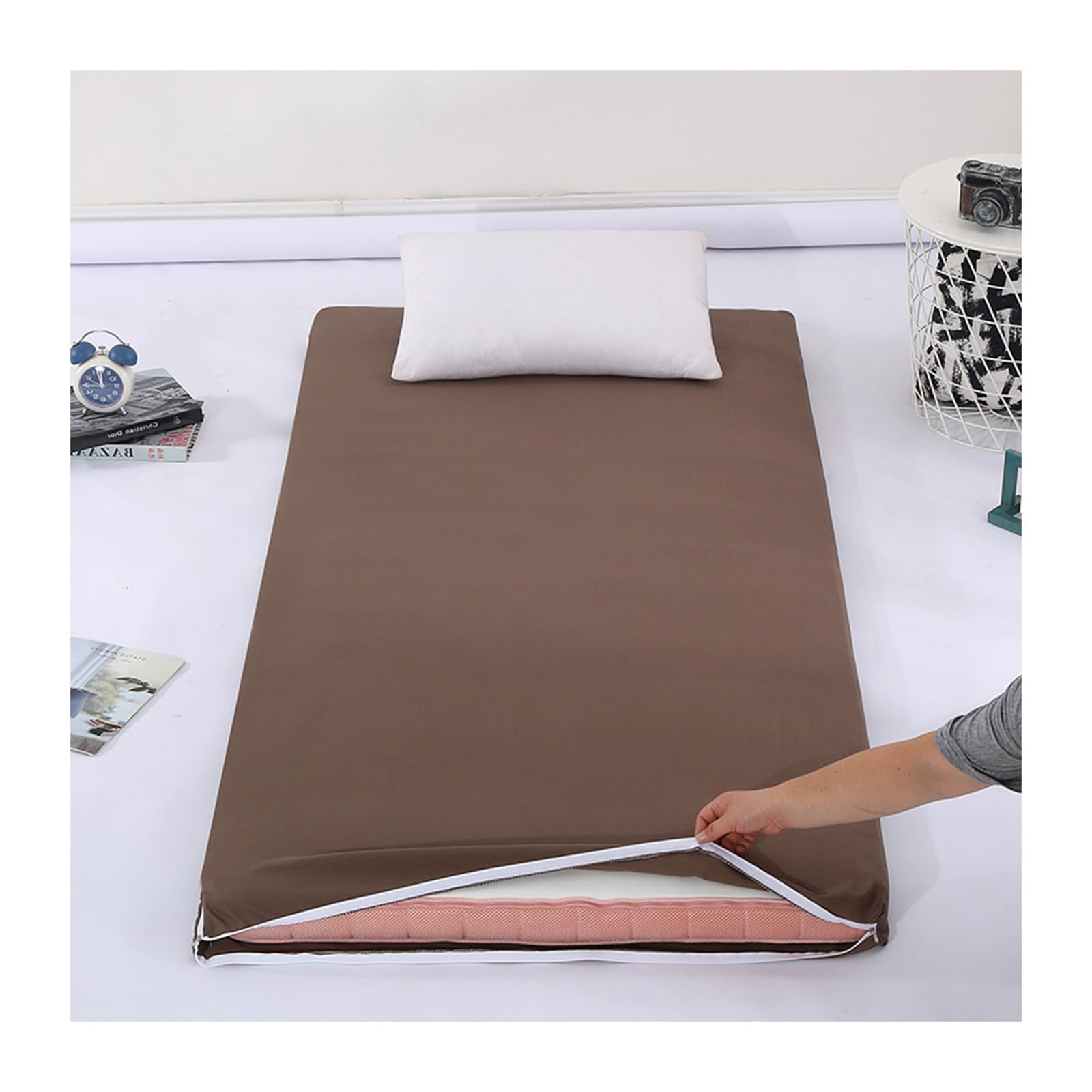 Wygodny japoński futon, odporny na kurz, pokrowiec na materac podłogowy, jednolity kolor, ochraniacz futon, 180 x 200 cm, idealny do użytku domowego i gości