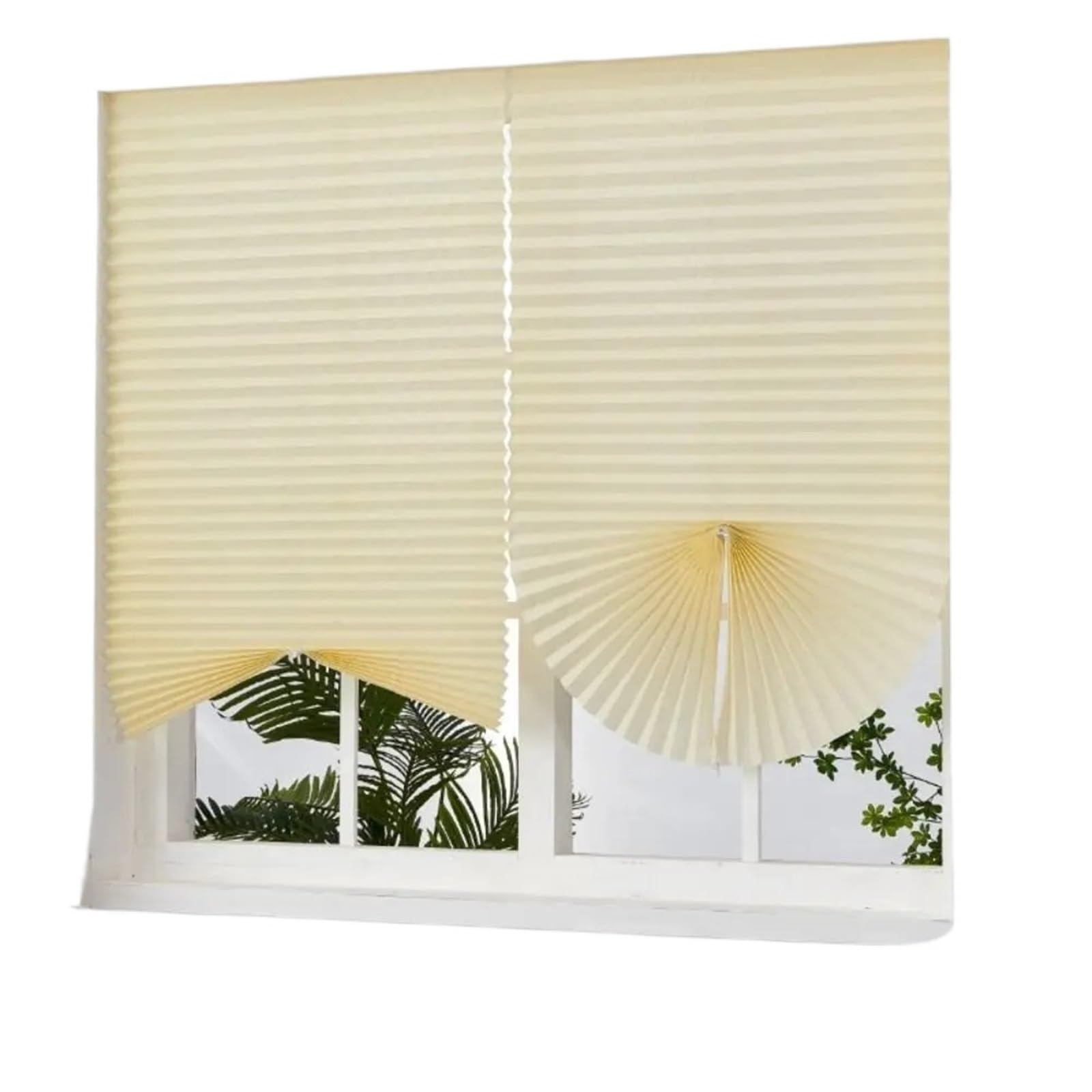 Self adhesive blinds Adhesive Blackout Darkening Pleated Window Shade Blinds Portable Temporary Bedroom Apartment Dorm Roller Curtain for windows(Beige,90x150cm)