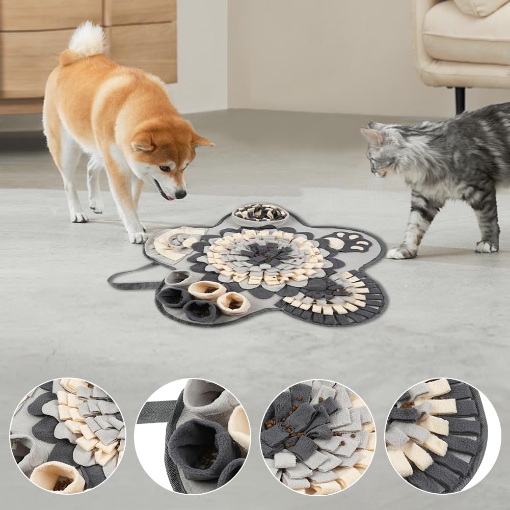 OSDUE Tappeto Olfattivo Cane, 60cm Foraggiamento Tappeto per Cani Addestramento Foraggiamento di Animali Lavabile Antiscivolo Tappetino Puzzle di Snuffle Giocattolo per Cani Attivazione Mentale Cane B