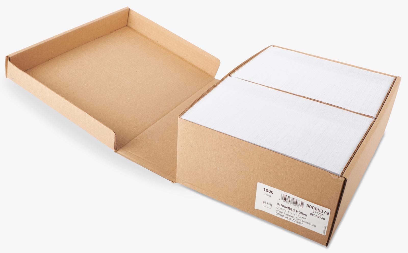 KK Verpackungen Briefumschläge DIN C6 114x162 mm | 2000 Stück, selbstklebend ohne Fenster | Weiß 70 g/m² | Kuverts für Dokumente