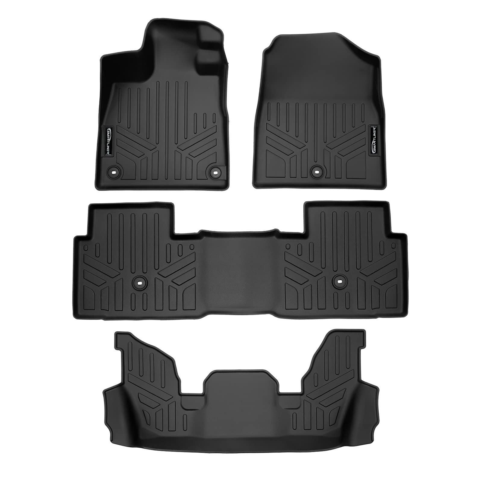 Photo 1 of SMARTLINER Custom Fit All Weather Protection Black 3 Row Floor Mat Liner Set Compatible with 2023-2024 Honda Pilot