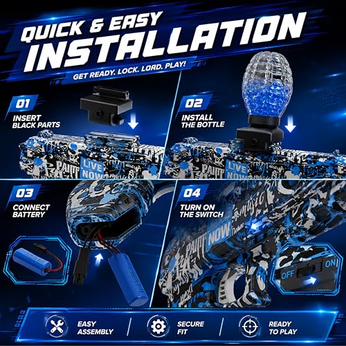 Image of Lifelong Electric Gel Blaster Gun for 14+ Years | 1200mAh Rechargeable Battery & 50+ Ft Firing Range | Easy to Assemble & BIS Certified | High-Speed Electric Firing with Water Gel Balls (LLCEDG02)